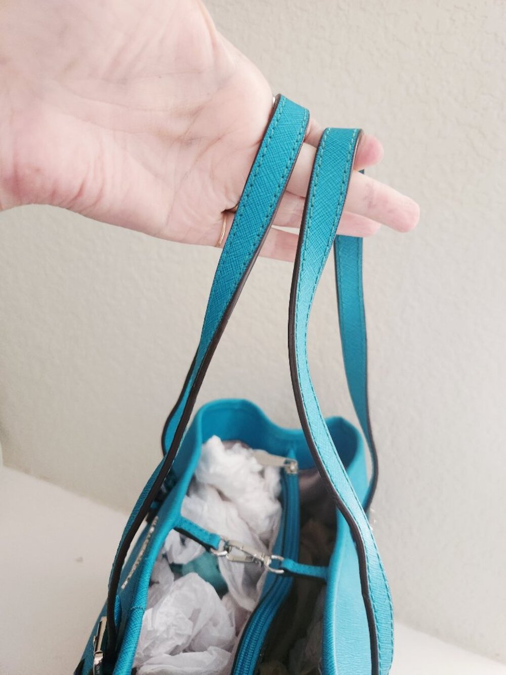 New Michael Kors Blue/Green Tote Bag Purse - Picture 5 of 13